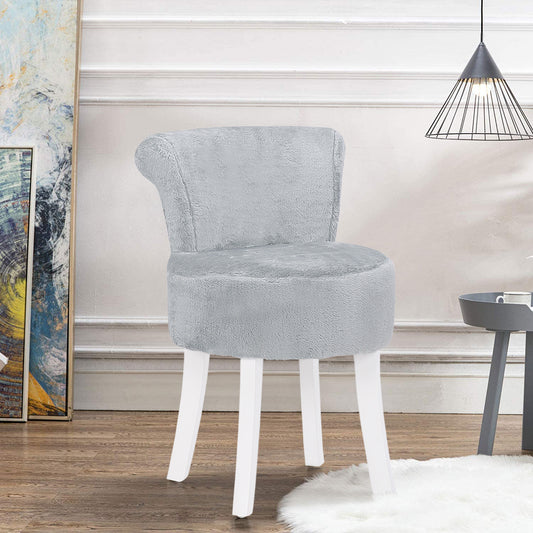 Plush Makeup Dressing Stool - Grey