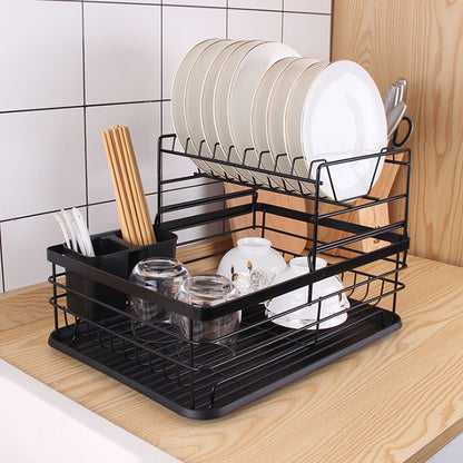 2-Tier Metal Kitchen Dish Drainer Rack