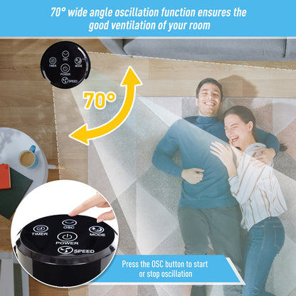 HOMCOM 36" Tower Fan Oscillating 3 Speeds w/ Remote Control Timer Moving Head Quiet Operation Home Office Bedroom Black - 92H cm