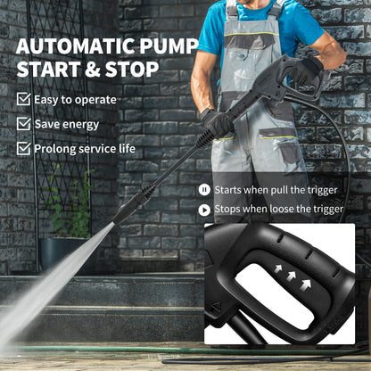 Outsunny 1800W High Pressure Washer, 150 Bar Pressure, 420 L/h Flow, Portable Power Washer Jet Wash Cleaner with Adjustable Nozzle, 6M Hose, Steel Handle for Home Patio Car Driveway, Blue