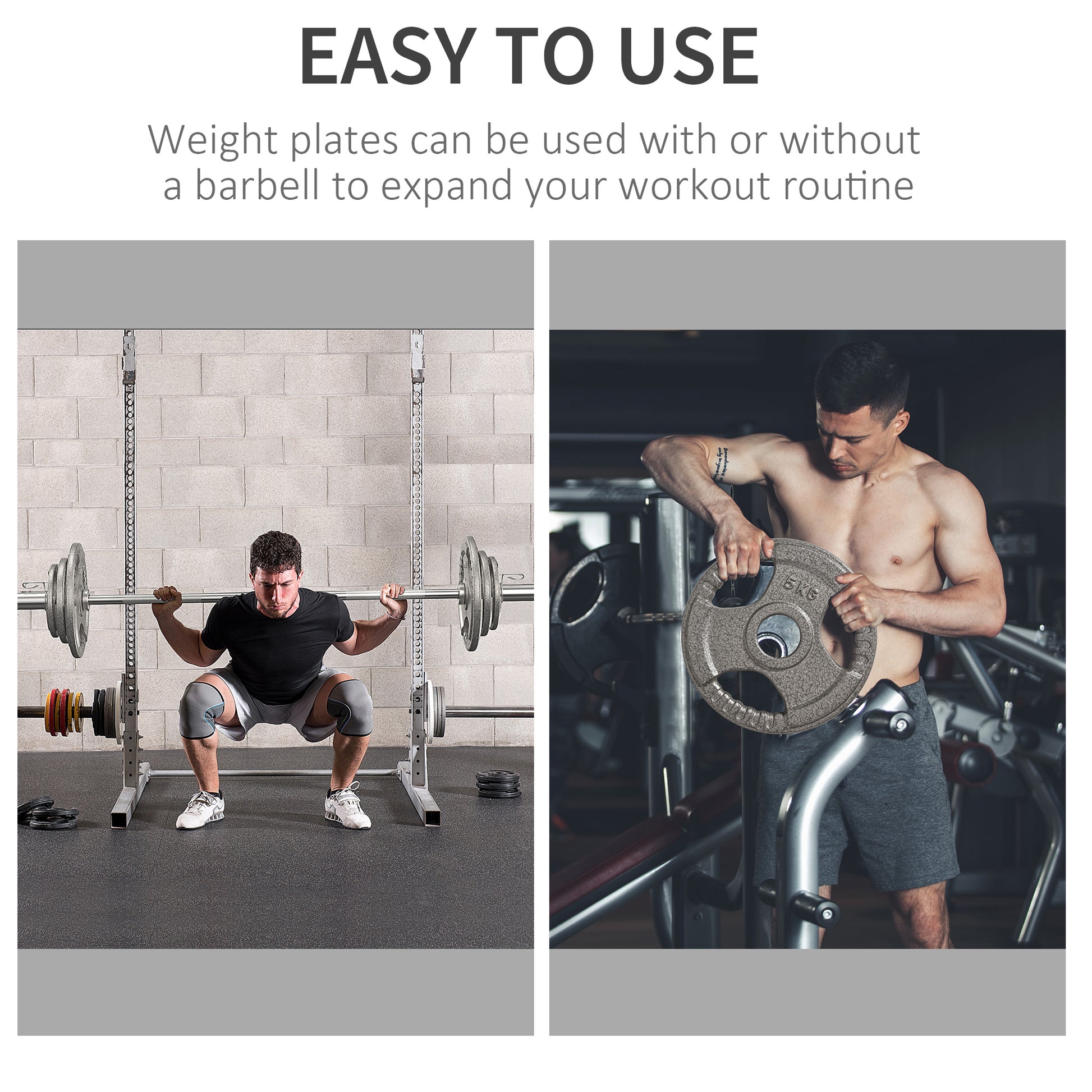 HOMCOM 4 PCS Olympic Weight Plates Grip Plate Sets for Strength and Crossfit and Weightlifting Training, Barbell Weight Set for Home