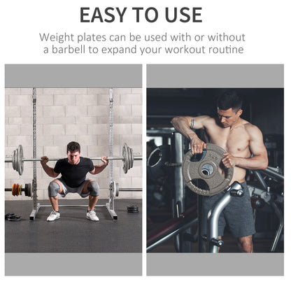 HOMCOM 4 PCS Olympic Weight Plates Grip Plate Sets for Strength and Crossfit and Weightlifting Training, Barbell Weight Set for Home