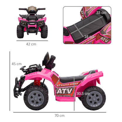 HOMCOM Kids Ride-on Four Wheeler ATV Car with Real Working Headlights, 6V Battery Powered Motorcycle for 18-36 Months, Pink