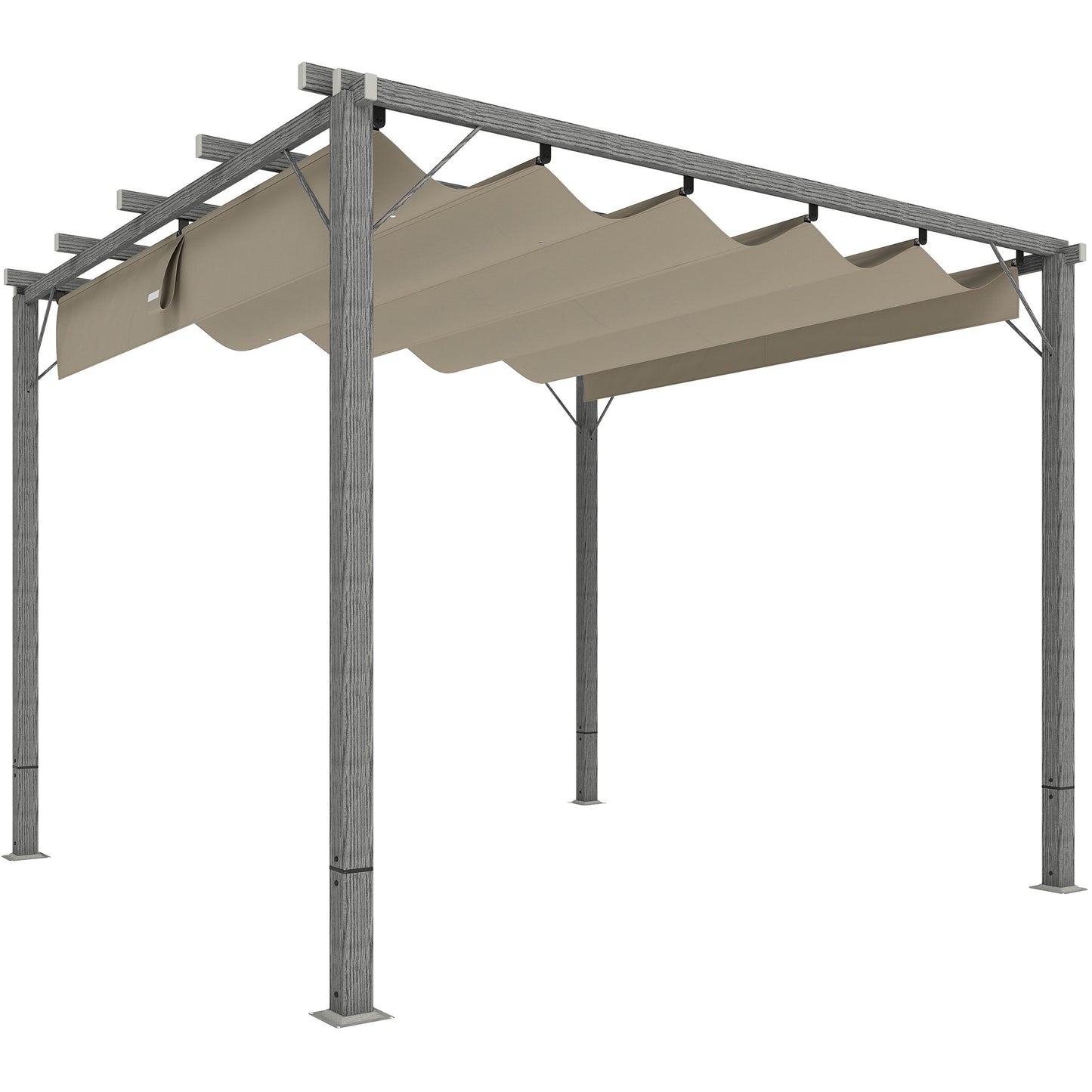 Outsunny 3 x 3 m Retractable Roof Pergola - Grey