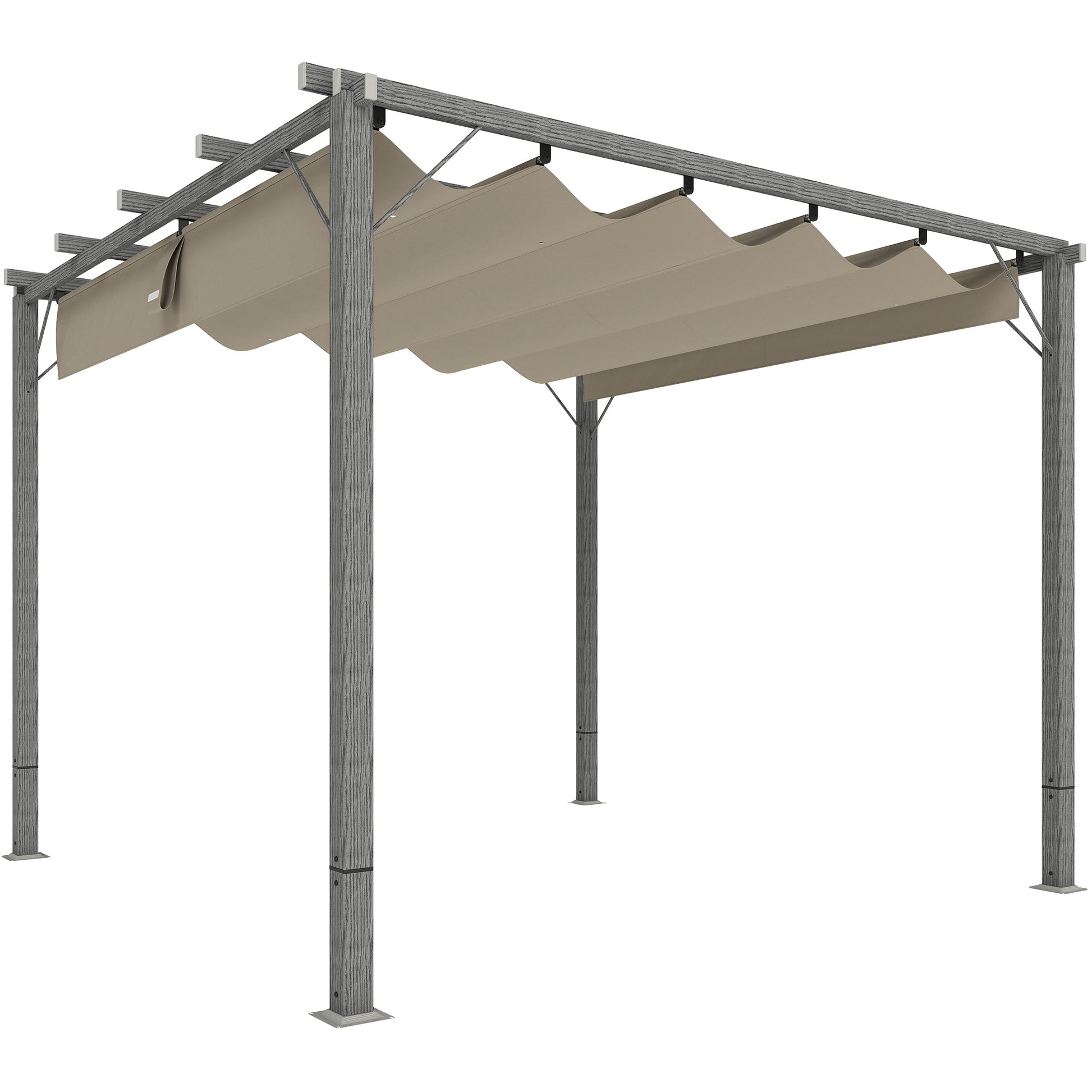 Outsunny 3 x 3 m Retractable Roof Pergola - Grey