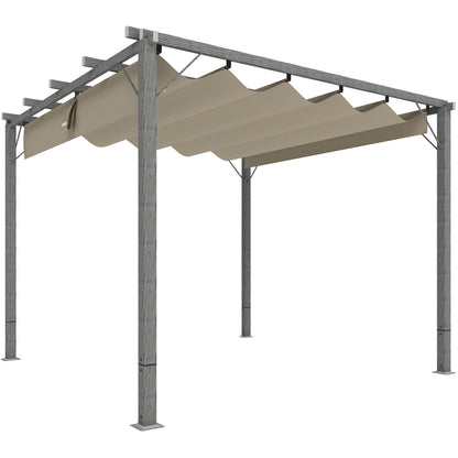 Outsunny 3 x 3 m Retractable Roof Pergola - Grey