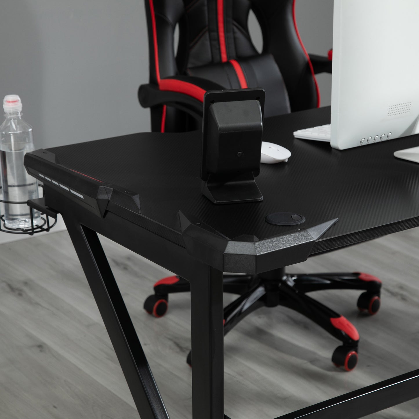 HOMCOM Gaming desk with Cup Holder Headphone Hook Feet Adjustable 120 x 66 x 75cm Black