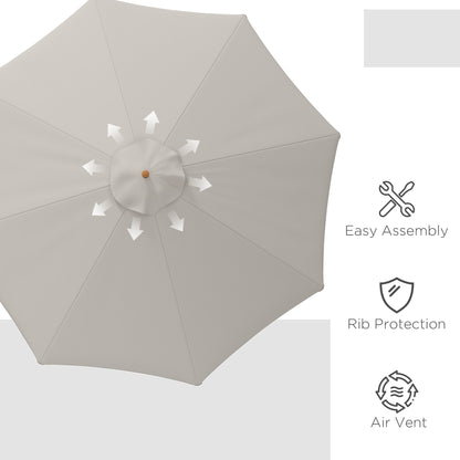 Outsunny 3.3m Elegant Wooden Parasol - Grey