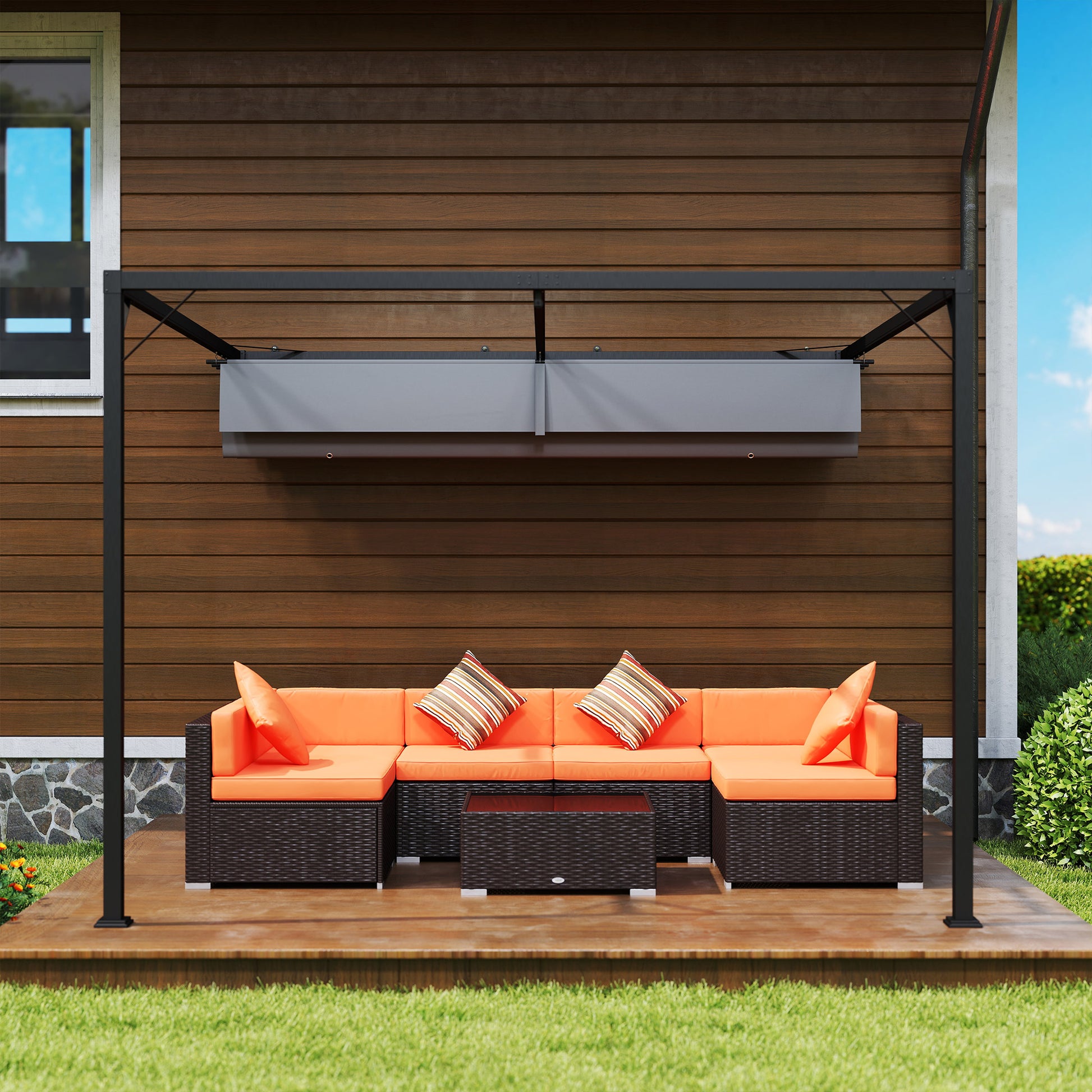 Outsunny 3 x 3(m) Outdoor Pergola with Retractable Canopy - Grey