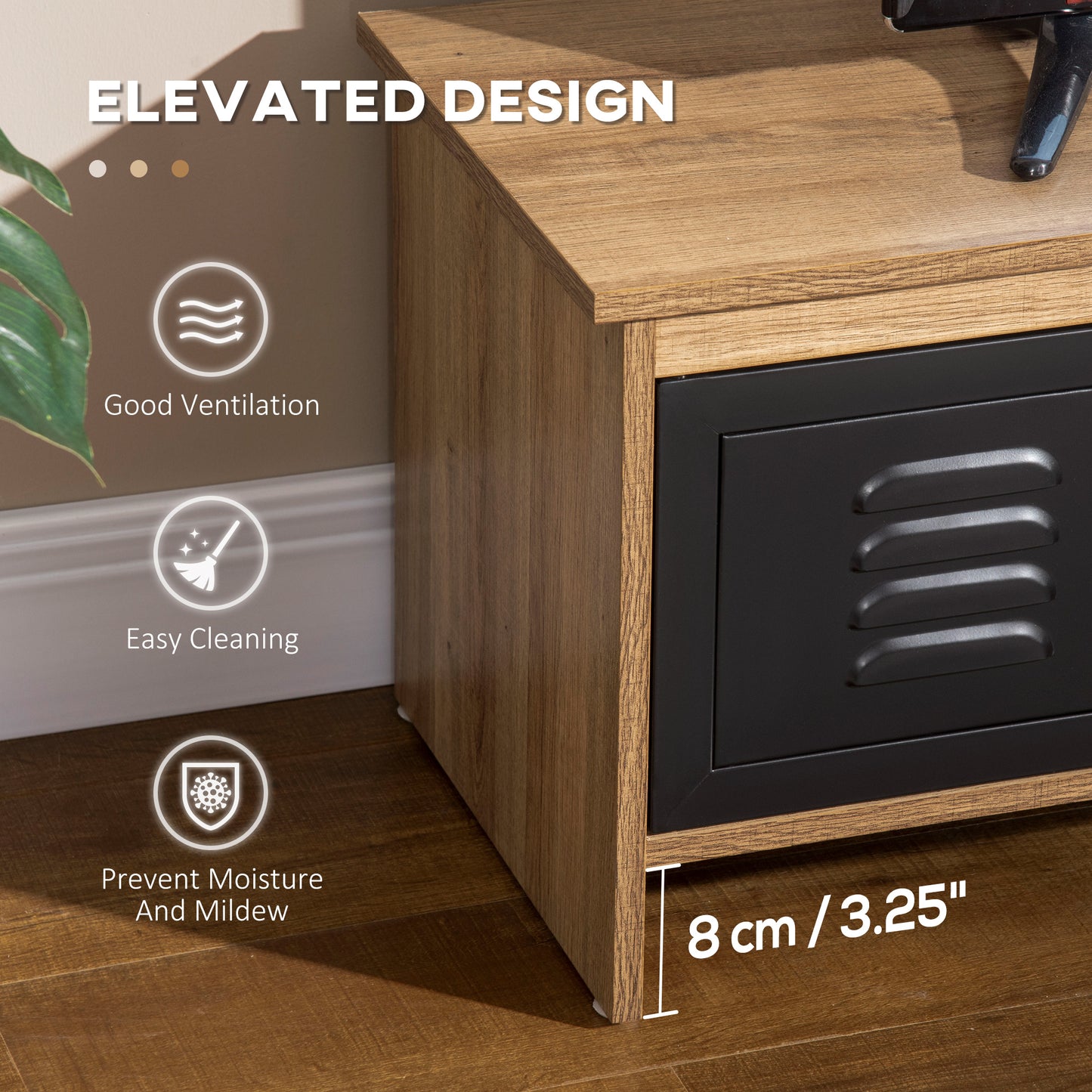 HOMCOM TV Stand Cabinet Unit for TVs up to 42 Inches with 2 Drawers and 2 Storage Compartment Wire Hole Entertainment Console for Living Room Black