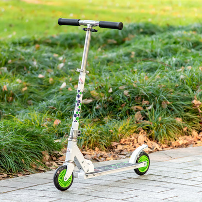 HOMCOM Toddler Scooter for Boys and Girls 3-8 Years, One-Click Foldable Kick Scooter with Adjustable Height Brake  Aluminium, White