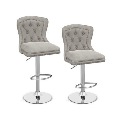 Dutch Velvet Bar Stool with Footrest-Grey