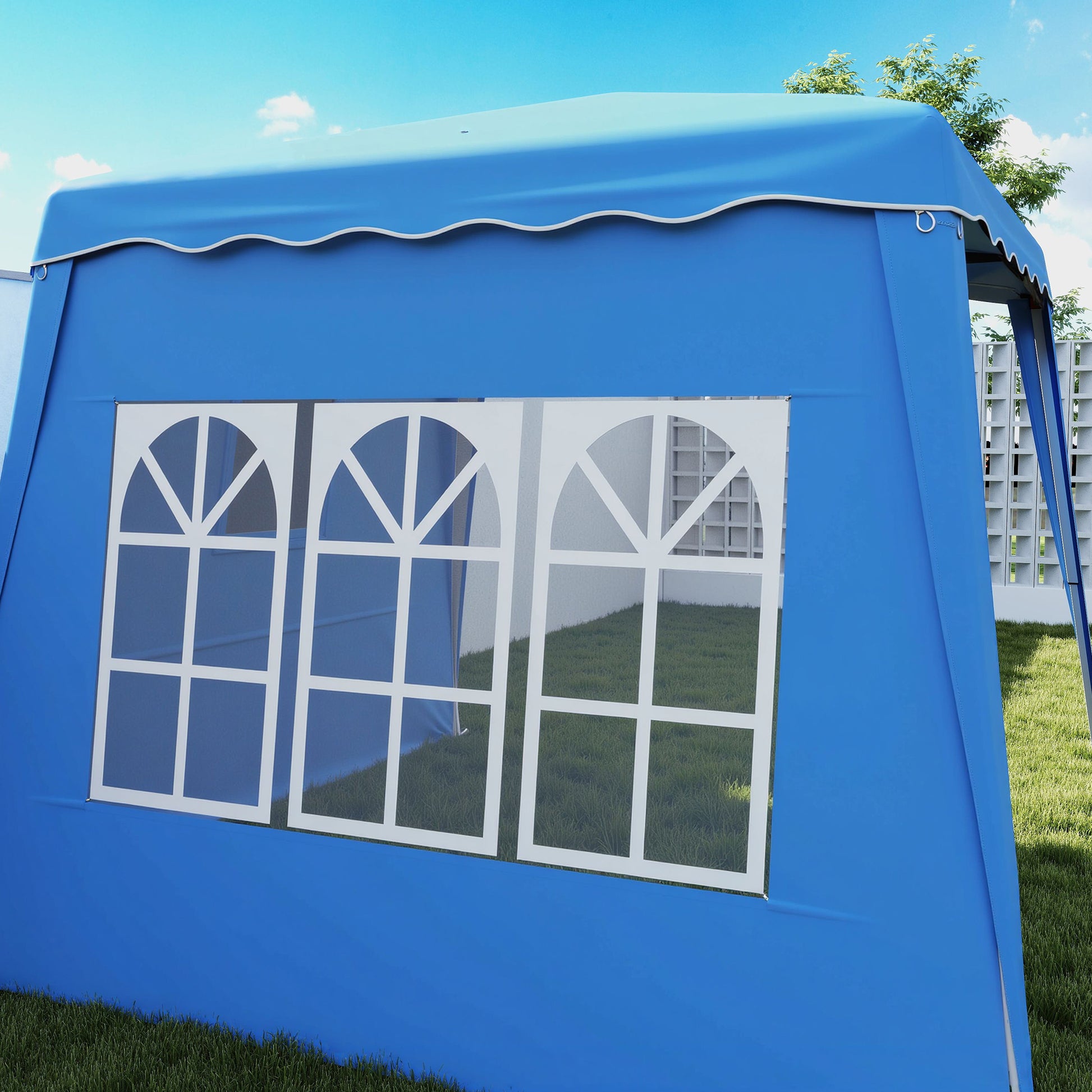 Outsunny 2.4 x 2.4m Two Wall Pop Up Gazebo - Blue