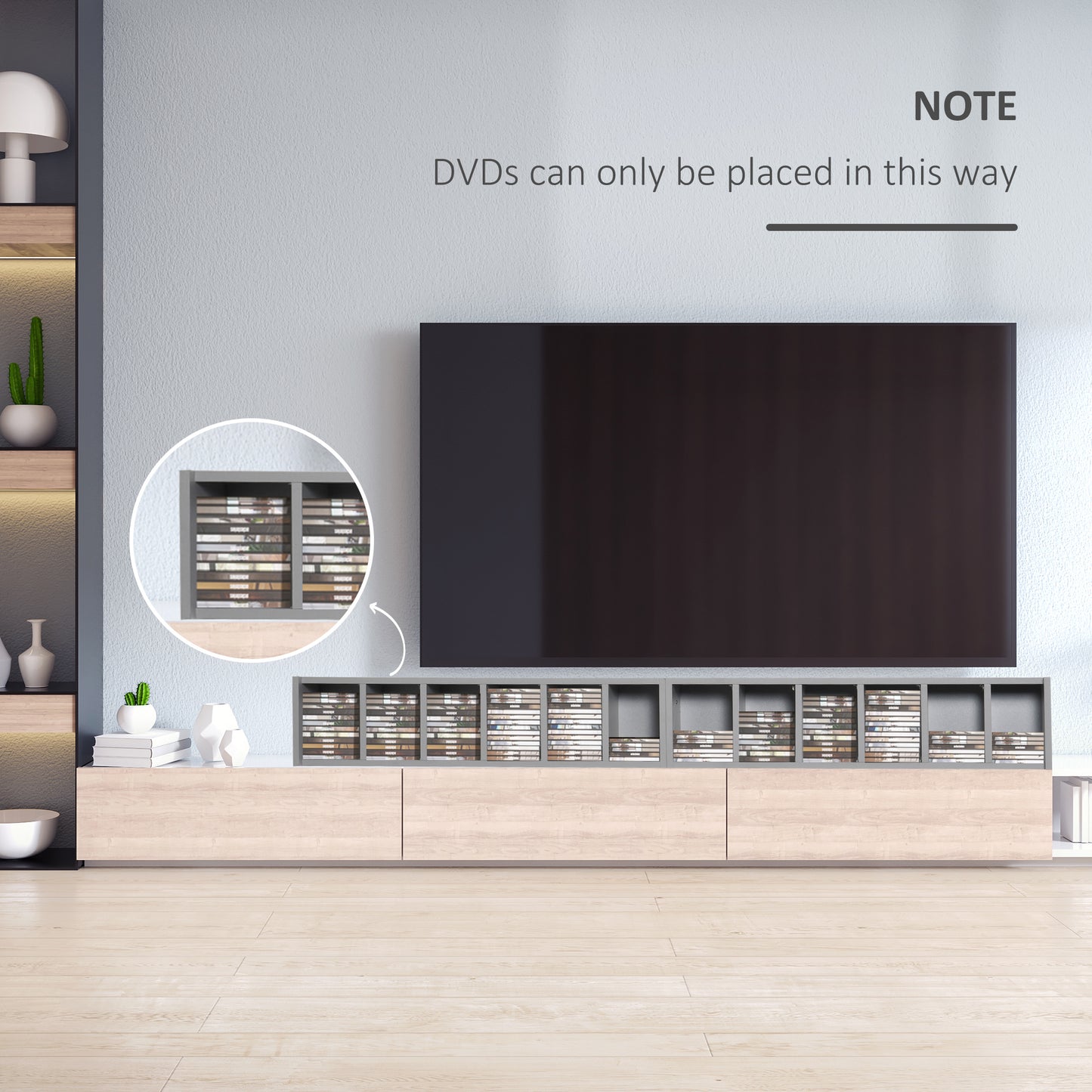 HOMCOM 204 CD Media Display Shelf Unit Set of 2 Blu-Ray DVD Tower Rack w/ Adjustable Shelves Bookcase Storage Organiser, Grey