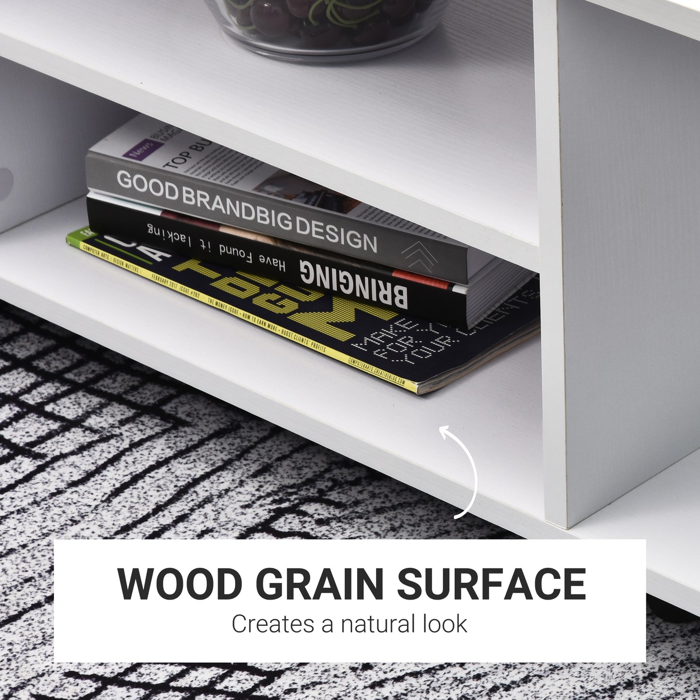 HOMCOM TV Stand W/ Shelves -White