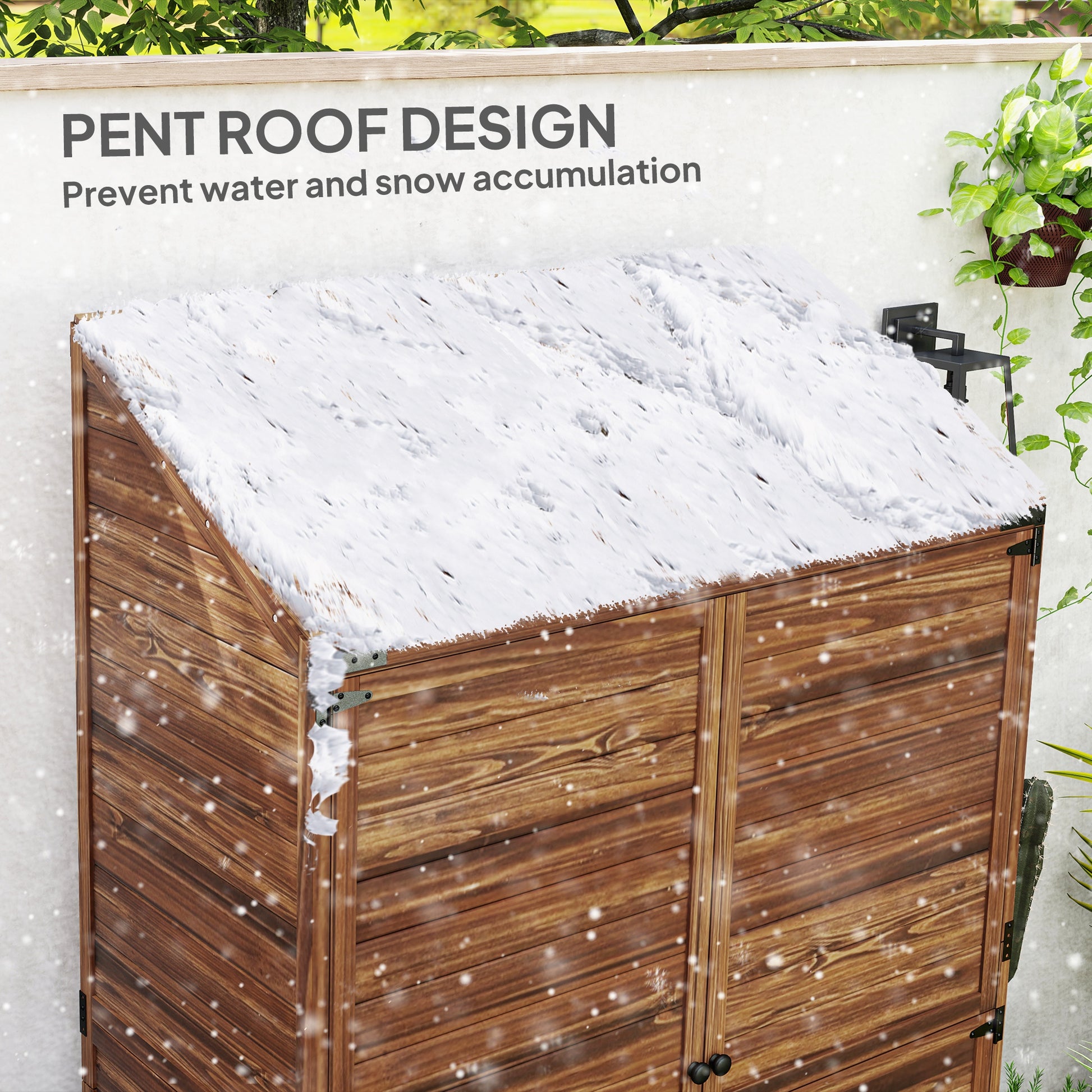 Outsunny 59 x 103.5 cm Two-Tier Wooden Garden Shed - Brown