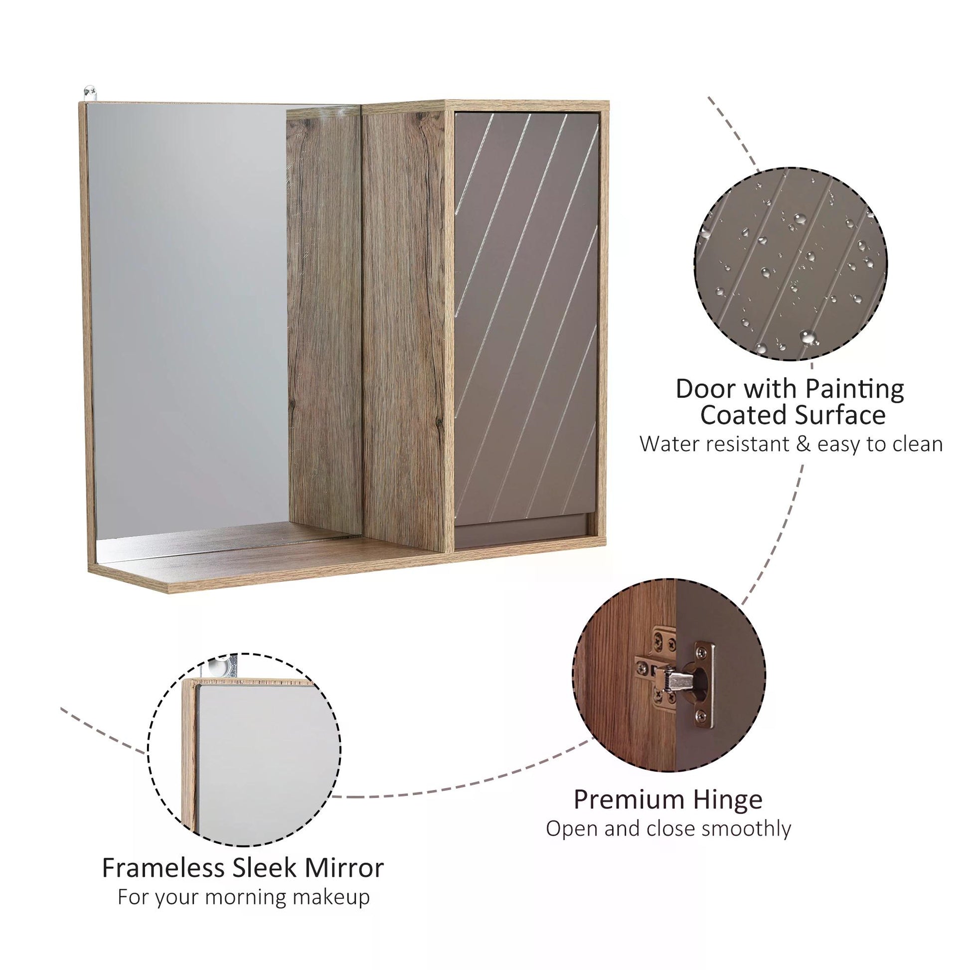 HOMCOM MDF Wall Mounted Bathroom Cabinet w/ Mirror 
