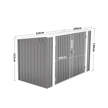 Pent Roof Metal Garden Shed with Hinged Lid