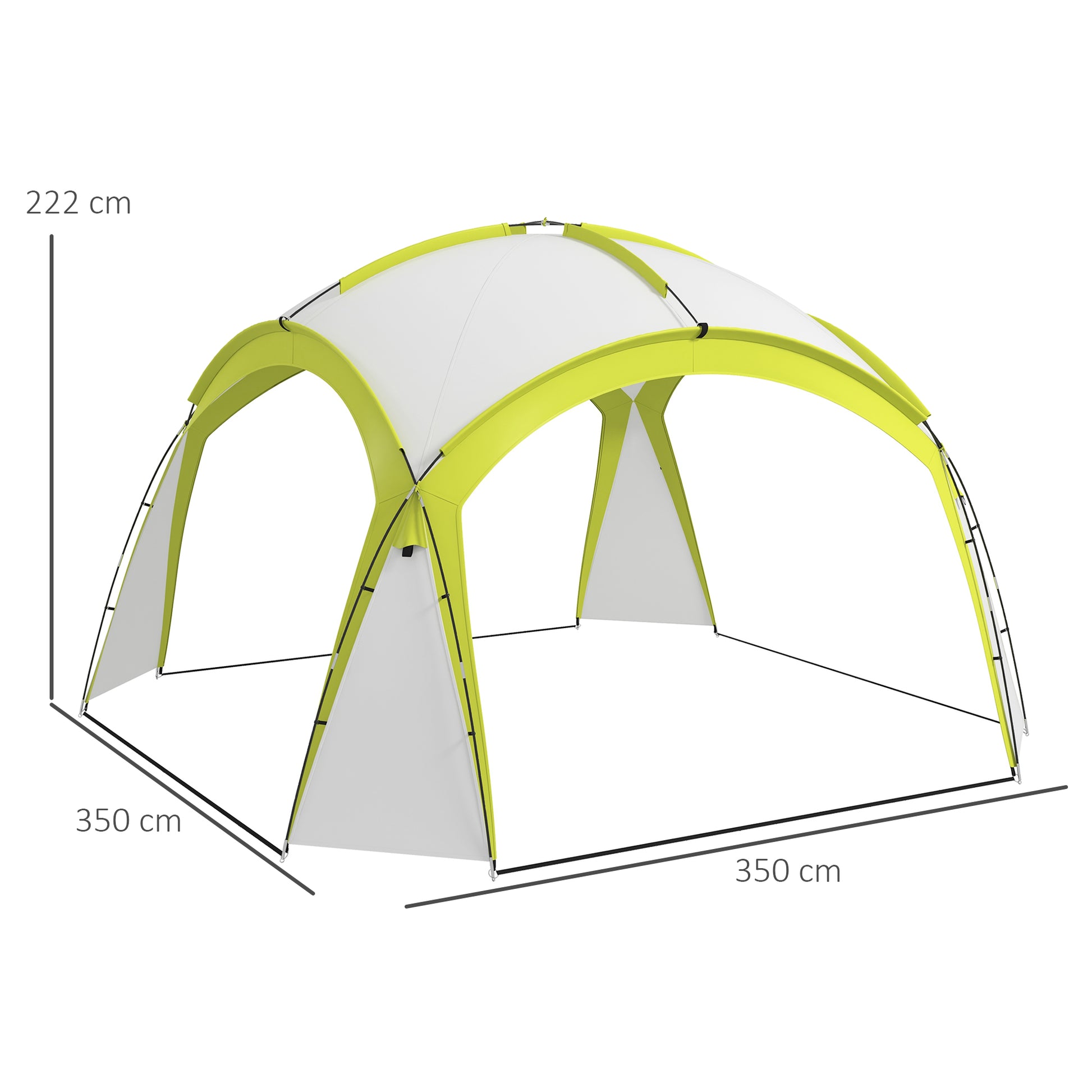 Outsunny 3.5 x 3.5M 6-8 Person Camping Gazebo, Outdoor Event Shelter Dome Tent Garden Sun Shelter Patio Spire Arc Pavilion Camp Sun Shade, Green