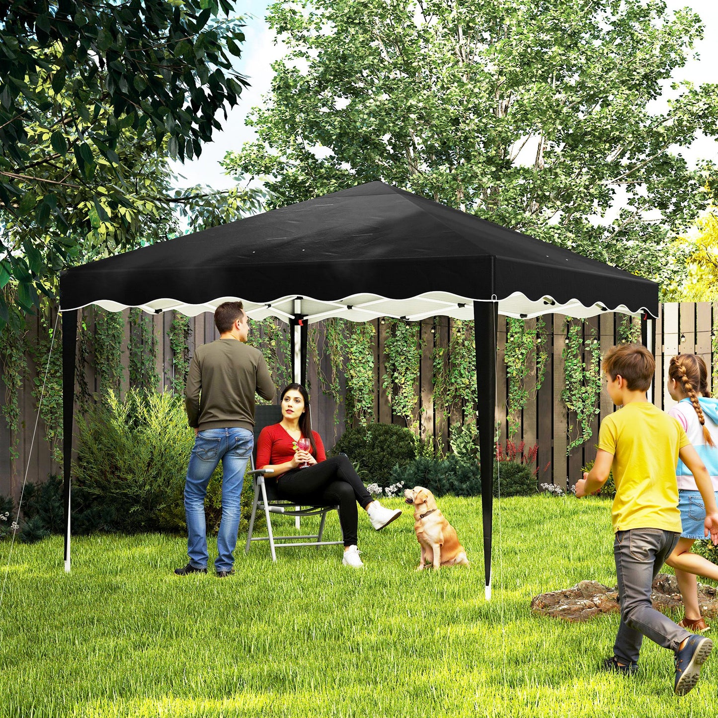 Outsunny 3 x 3cm Adjustable Height Pop-Up Gazebo, with Bag - Black