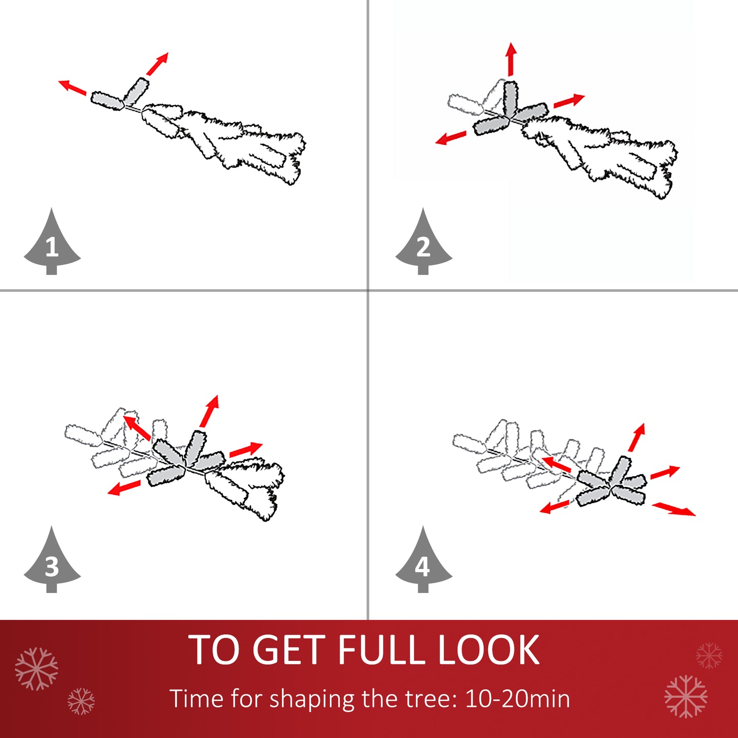 HOMCOM 4ft Prelit Artificial Snow Flocked Christmas Tree with Warm White LED Light, Holiday Home Xmas Decoration, Green White