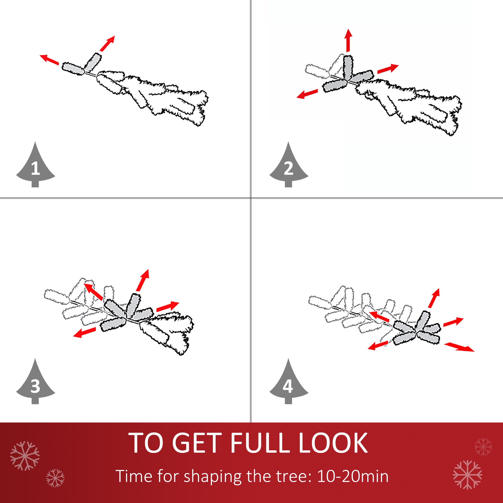 HOMCOM 4ft Prelit Artificial Snow Flocked Christmas Tree with Warm White LED Light, Holiday Home Xmas Decoration, Green White