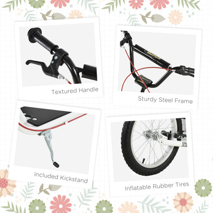 HOMCOM Teen Kids Stunt Scooter Children Kick Scooter Adjustable Handlebar 2 Brakes Ride On 16 Inch Rubber Tyres White