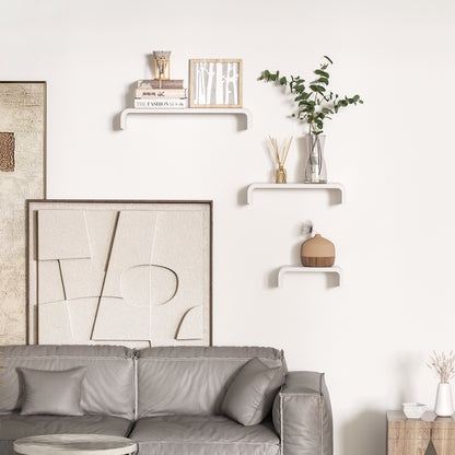 HOMCOM 3 pcs U Shaped Shelves Set-White 