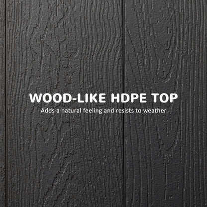 Outsunny Folding Garden Dining Table for 6, Rectangular Outdoor Dining Table with HDPE Tabletop, Foldable Garden Table with Steel Frame for Balcony, Porch, Charcoal Grey