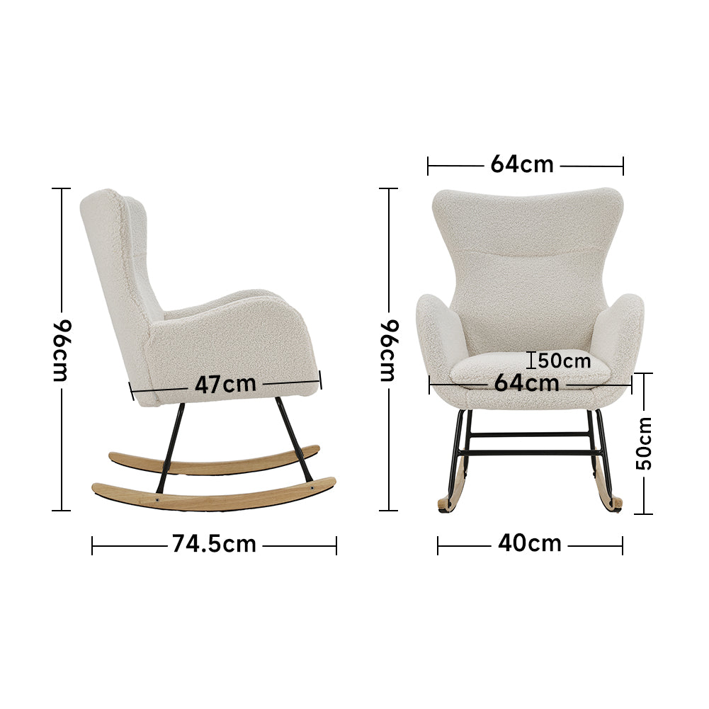 Sherpa Rocking Chair with High Backrest and Armrests
