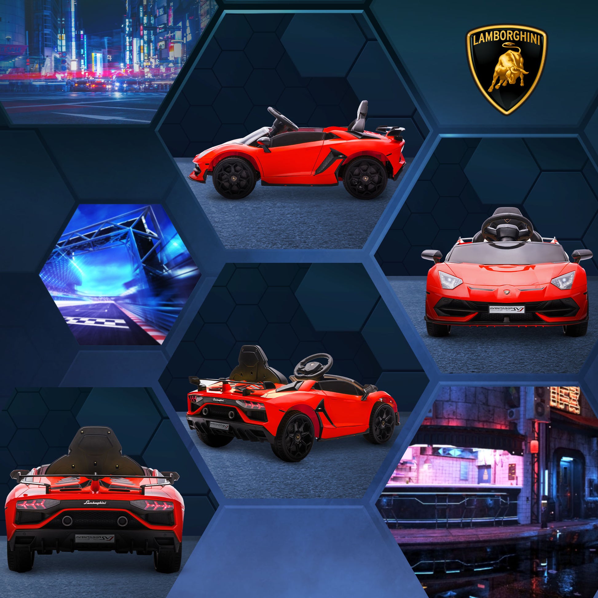 HOMCOM Lamborghini Licensed 12V Kids Electric Car w/ Butterfly Doors, Easy Transport Remote, Music, Horn, Suspension - Red