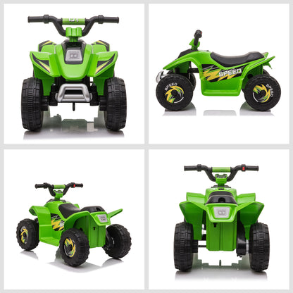 HOMCOM 6V Kids Electric Toy Car ATV Toy Quad Bike Four Big Wheels w/ Forward Reverse Functions Toddlers aged 18-36 months, Green