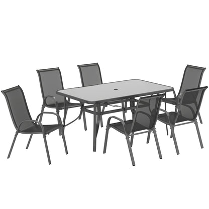 Outsunny Seven-Piece Outdoor Dining Set - Charcoal Grey