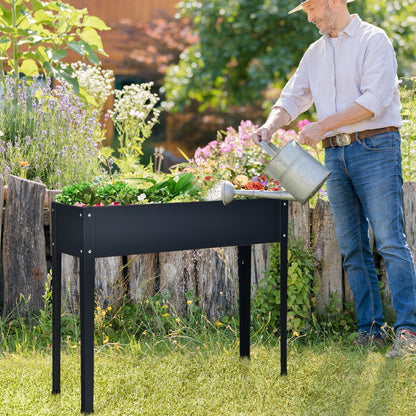 Elevated Raised Tall Garden Vegetable Plant Bed Box Planter Stand with Shelf-Grey