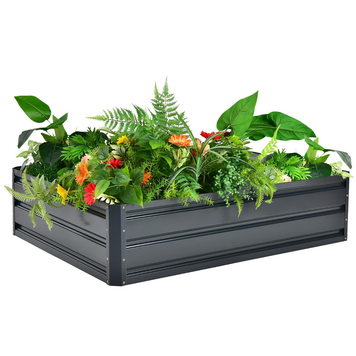 Outdoor Metal Raised Garden Bed for Vegetables Flowers Fruits Herbs-Grey