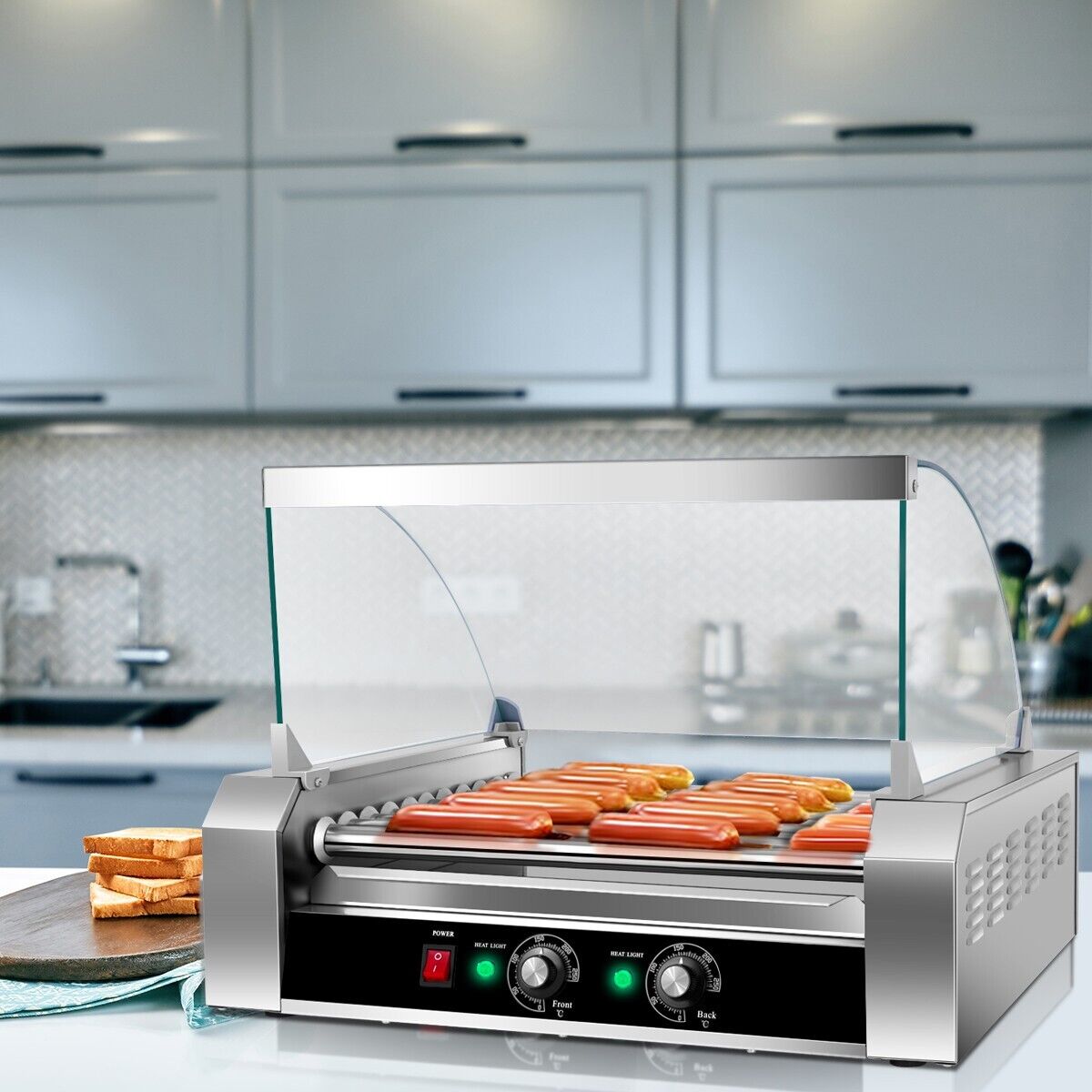 Electric Hot Dog 11 Roller Machine 30 Hot Dogs Stainless Steel Sausage Grill