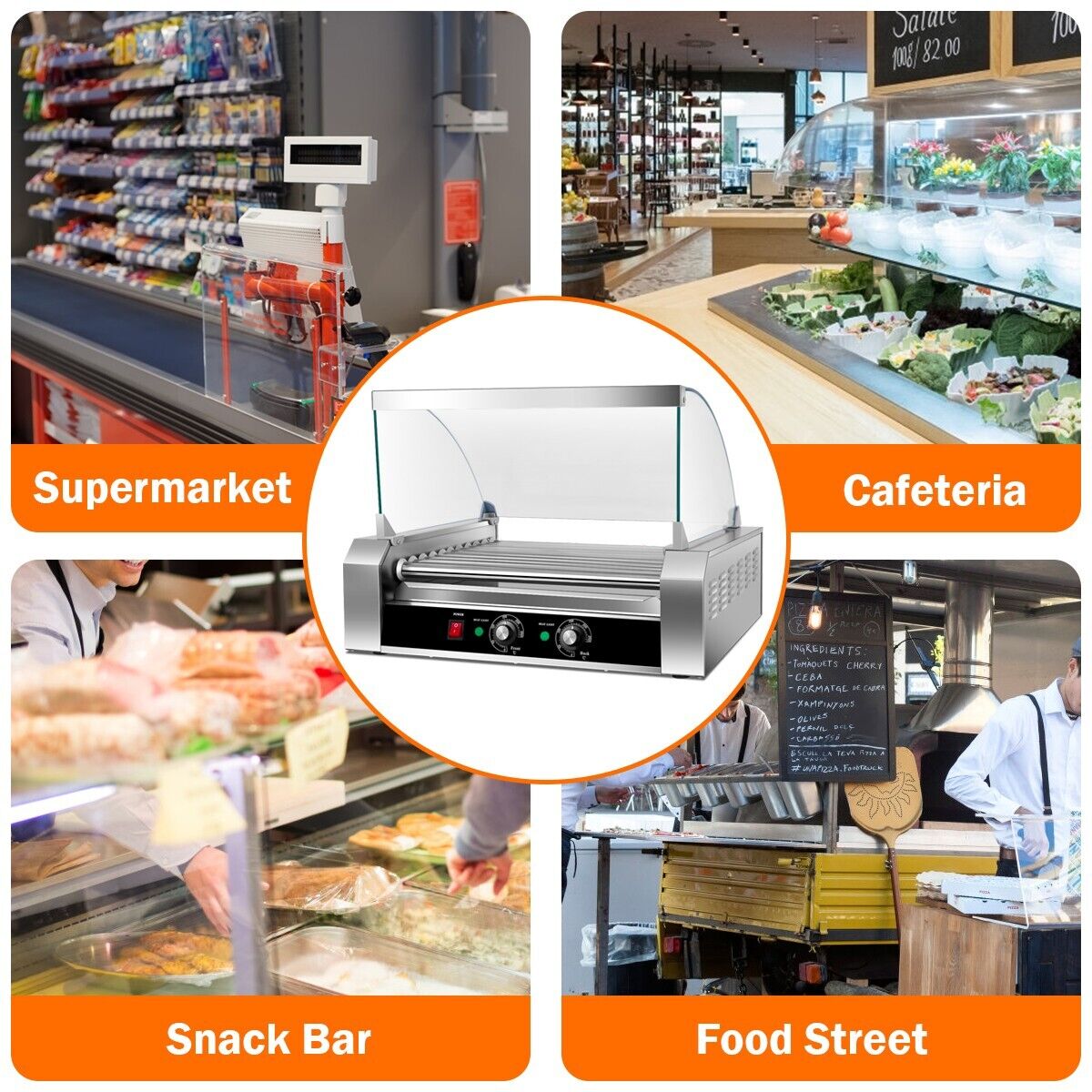Electric Hot Dog 11 Roller Machine 30 Hot Dogs Stainless Steel Sausage Grill