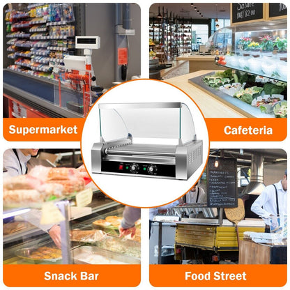 Electric Hot Dog 11 Roller Machine 30 Hot Dogs Stainless Steel Sausage Grill