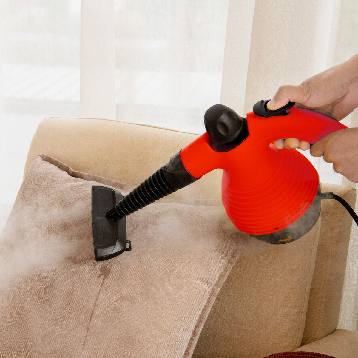 Multi-purpose Handheld Steam Cleaner with 9 Piece Accessories-Red