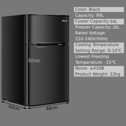 90L Freestanding Undercounter Refrigerator with 2 Reversible Door-Black