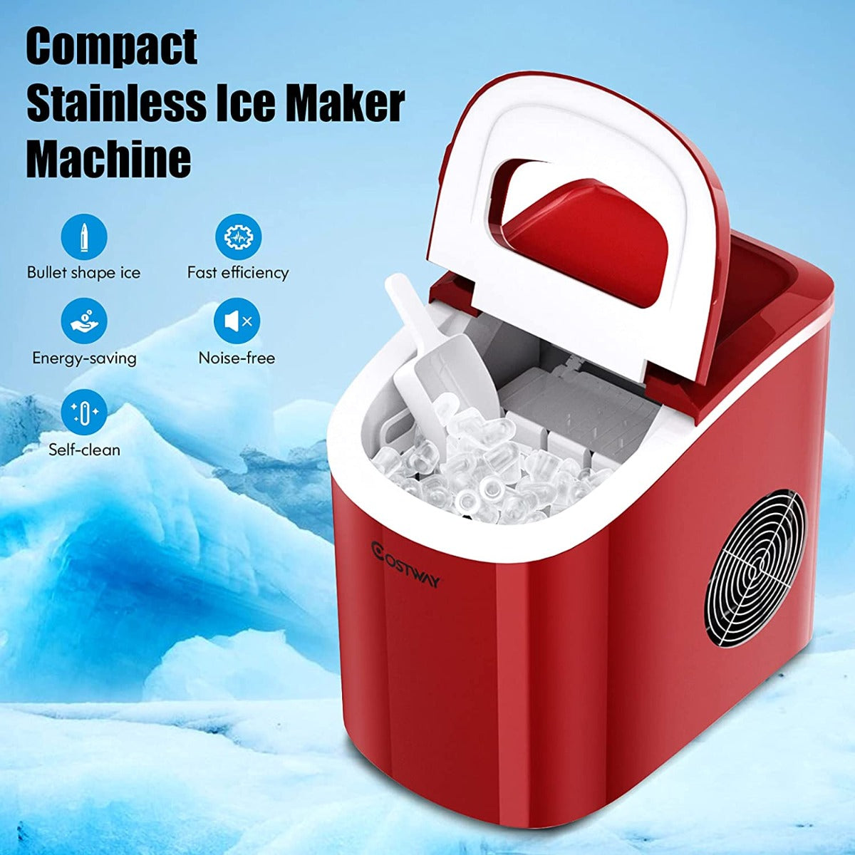 2.2ltr Automatic Electric Ice Cube Maker-Red