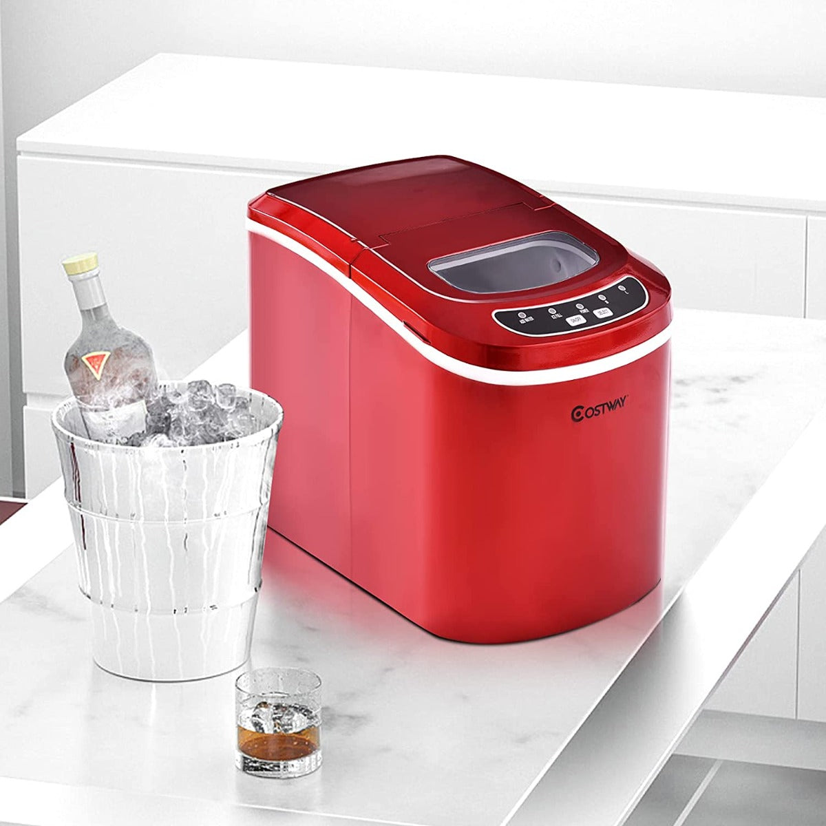 2.2ltr Automatic Electric Ice Cube Maker-Red