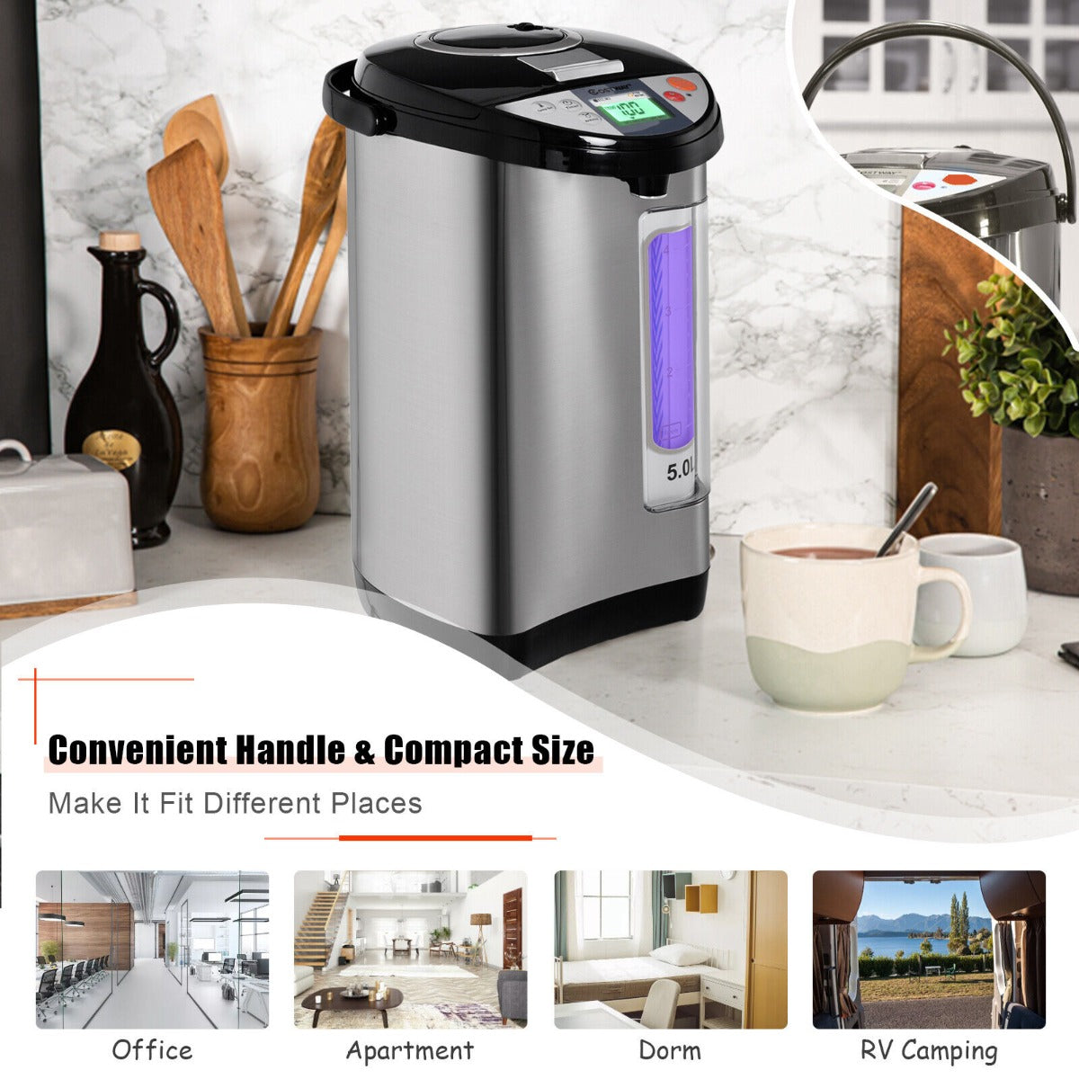 5L Adjustable Instant Hot Electric Water Dispenser with Auto-Cut Off