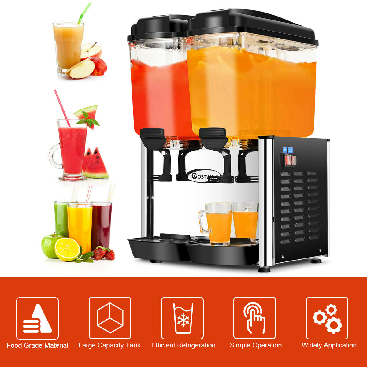 36L Commercial Juice Dispenser with 2 Tanks 