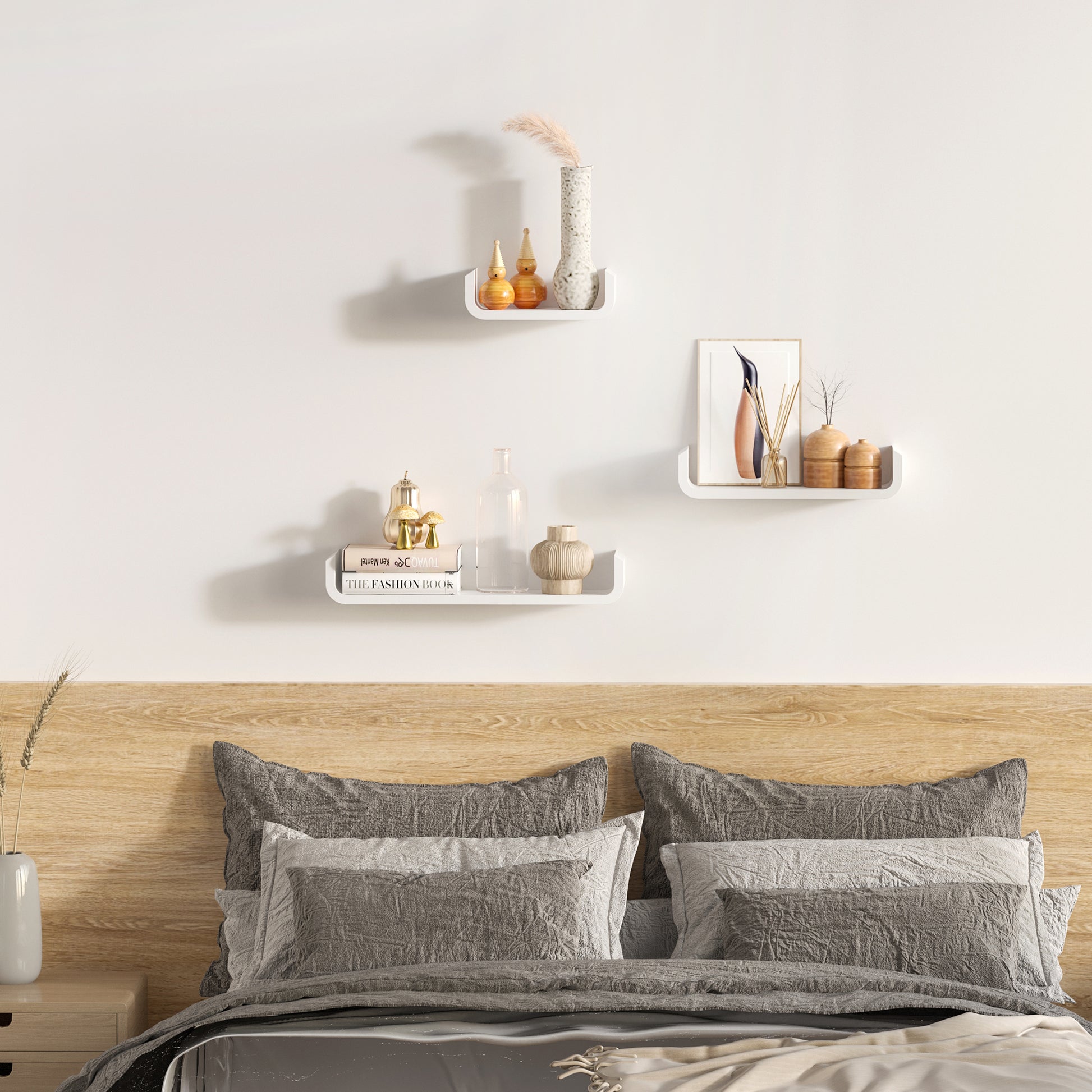 HOMCOM 3 pcs U Shaped Shelves Set-White 