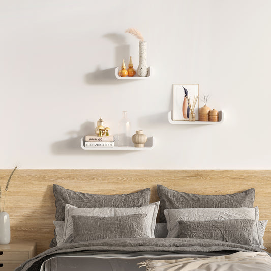HOMCOM 3 pcs U Shaped Shelves Set-White 