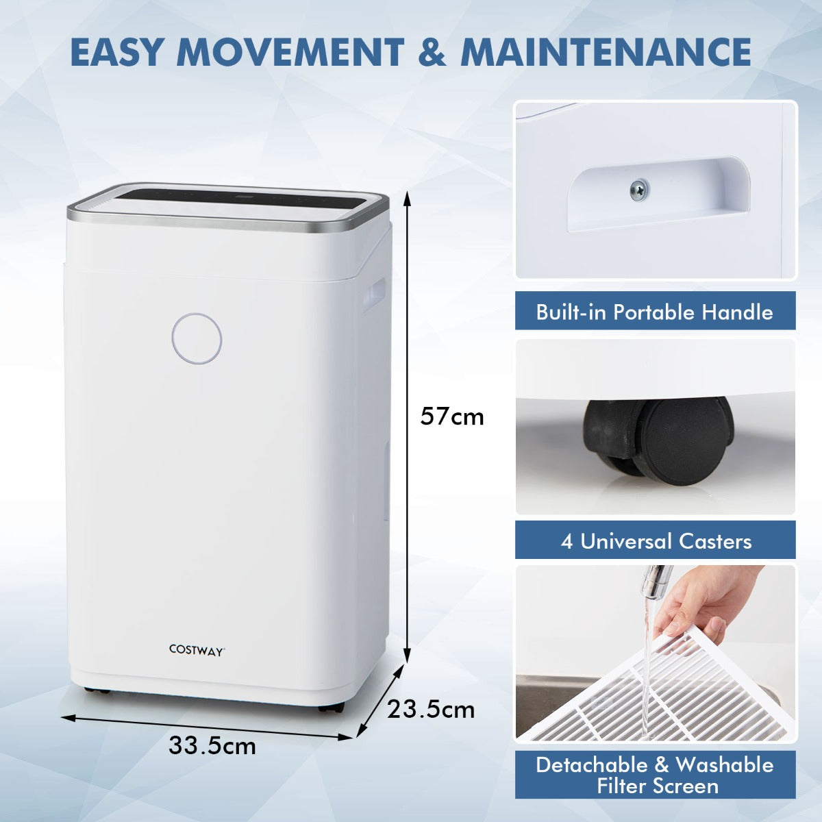 20L Per Day Dehumidifier with 6.5L Water Tank and 24H Timer for Home Basement-20L