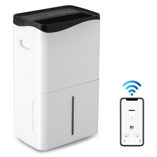 Portable 50L/Day Dehumidifier with App and Wifi for Home Damp-White