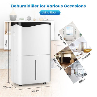 Portable 50L/Day Dehumidifier with App and Wifi for Home Damp-White