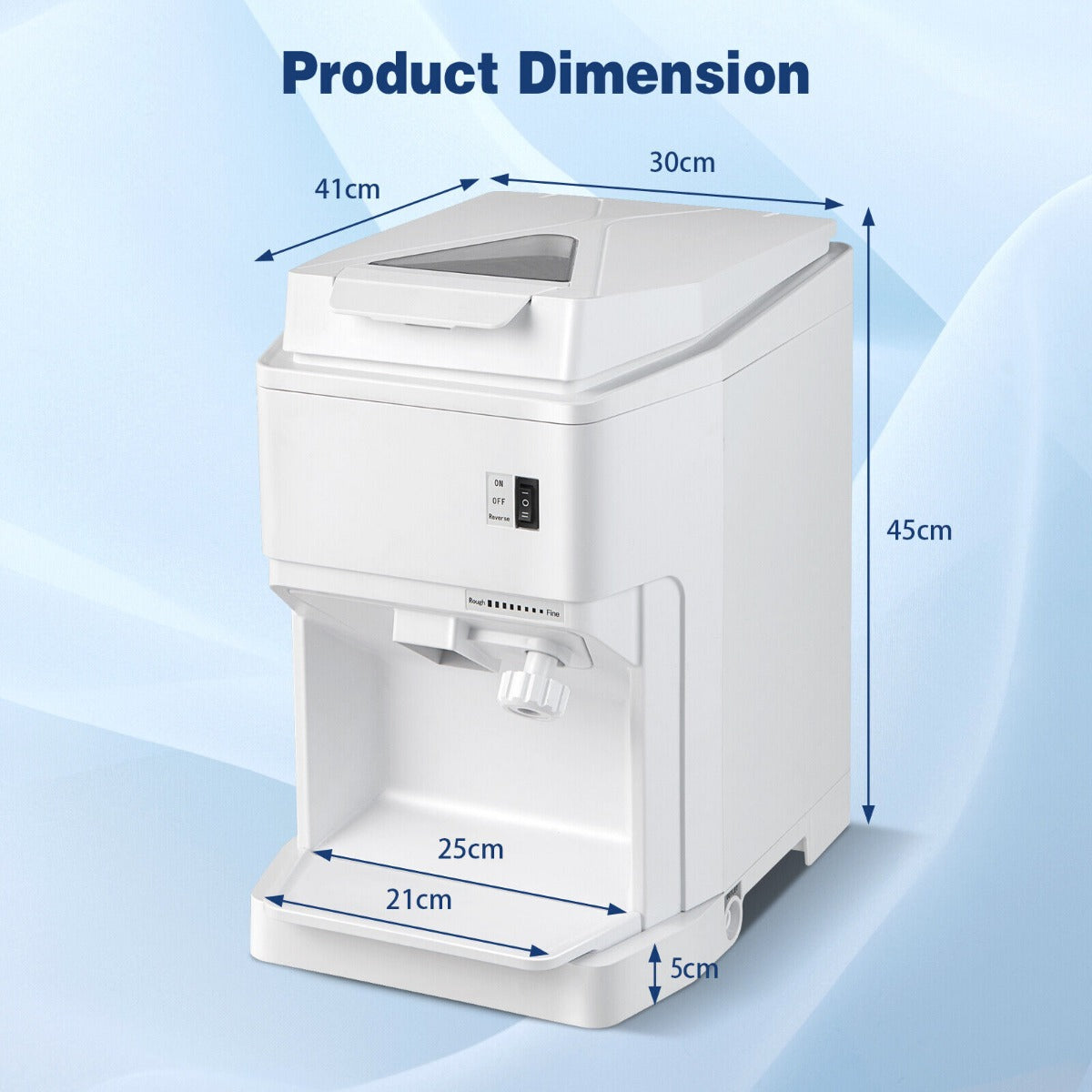 350W  Ice Size Adjustable Commercial Electric Ice Crusher for Home Restaurant-White